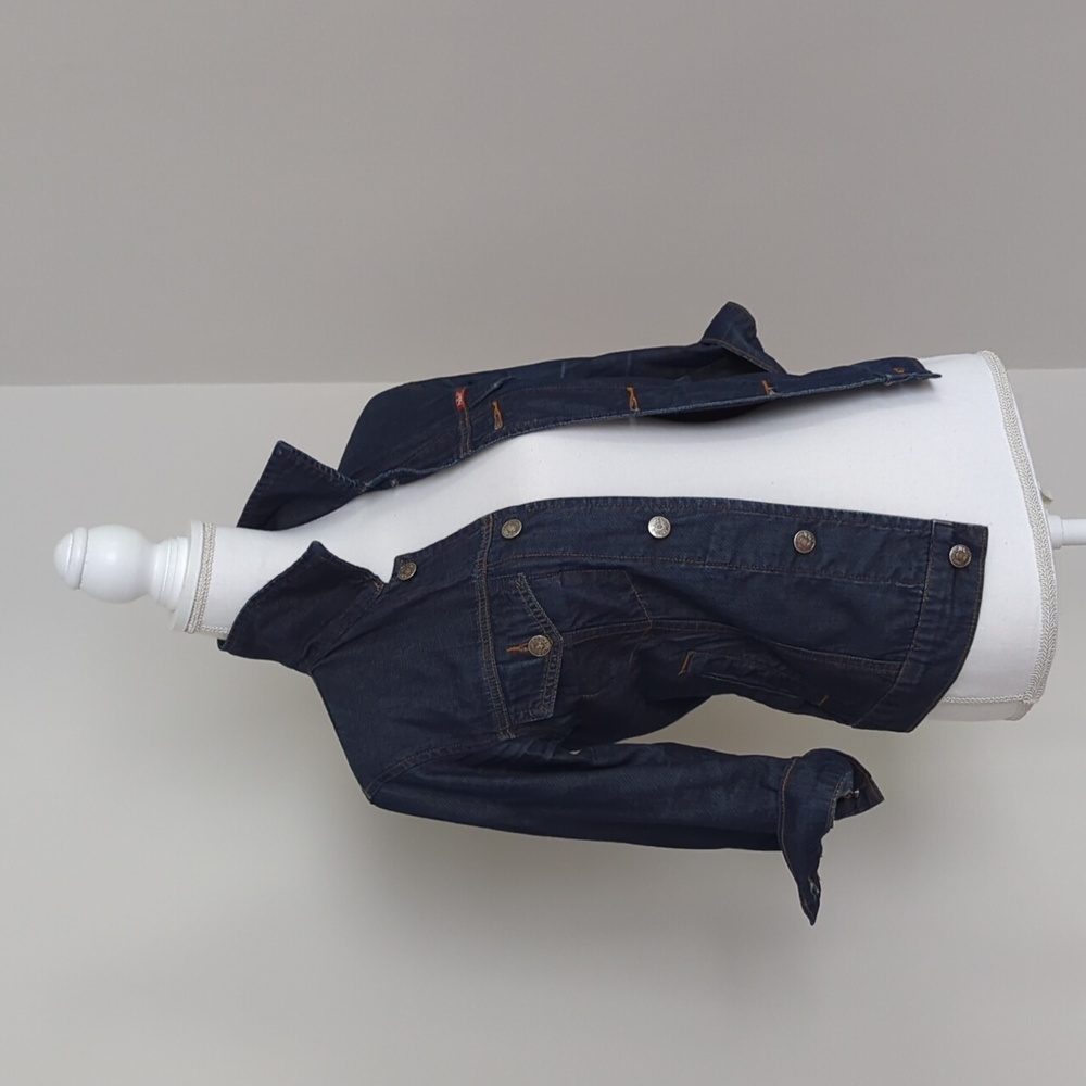 Dark indigo jean jacket with 3/4 sleeves